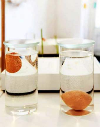 Занурення у воду яйця для перевірки свіжості